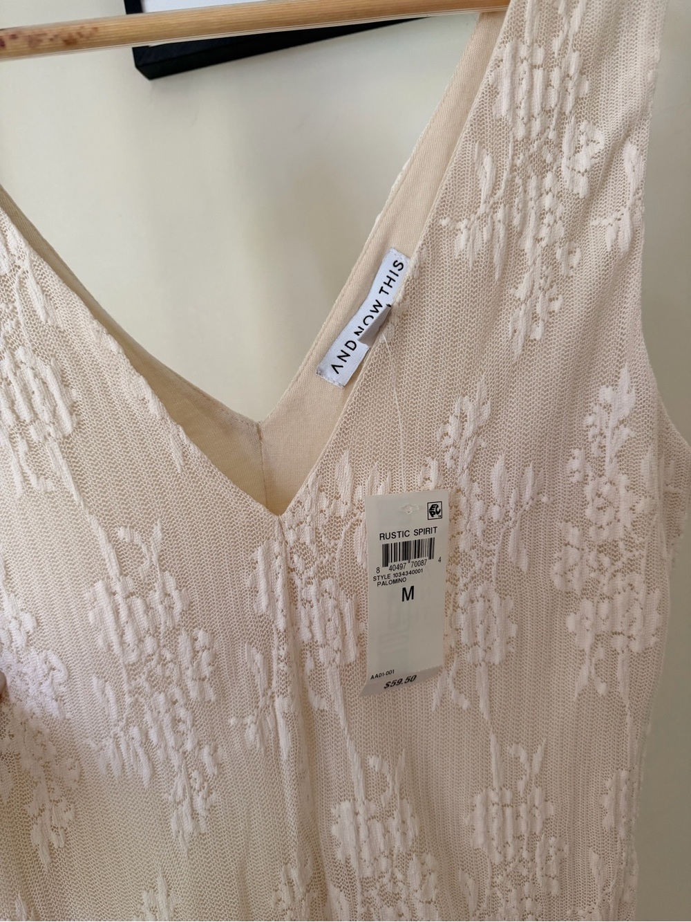Elegant Ivory Lace Maxi Dress with V-Neck - Picture 7 of 7
